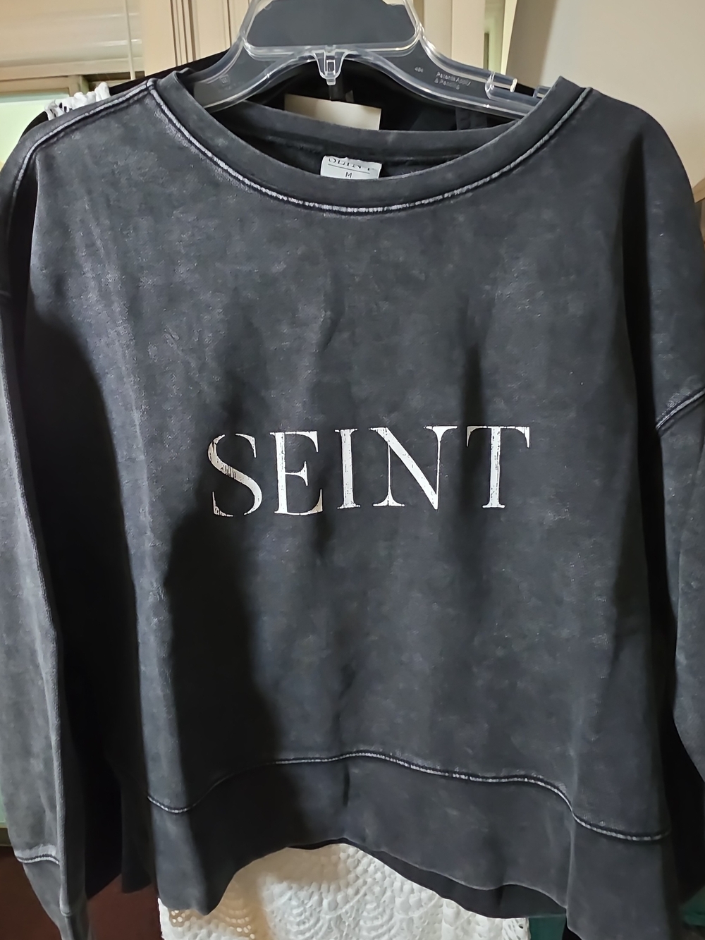SEINT Black Mineral/Acid Wash Women's Pullover Sweatshirt